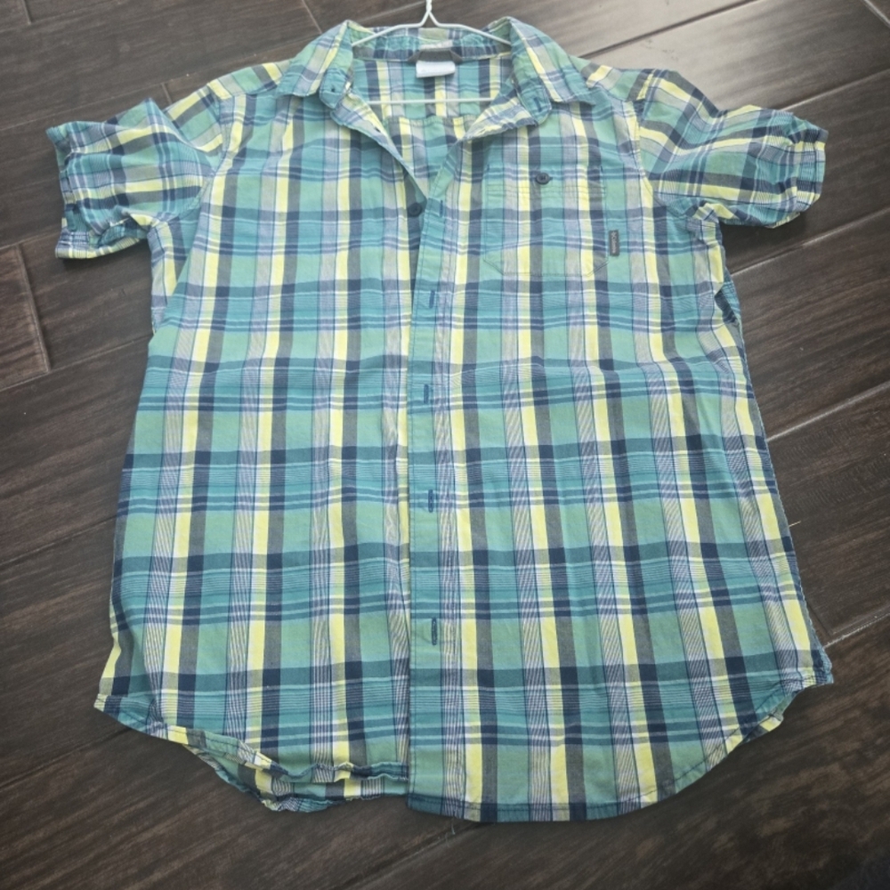 Columbia Men's Casual Plaid Shirt - Blue and Yellow